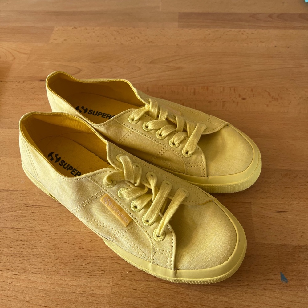 Brand new yellow on yellow Superga sneakers